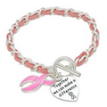 Breast Cancer Awareness Enamel Heart Charm Bracelet